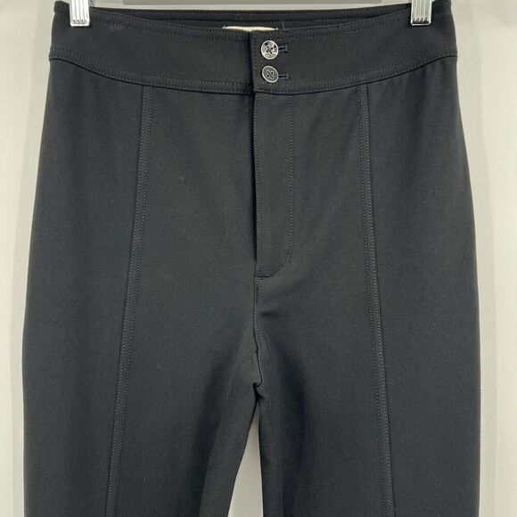 Maeve Anthropologie Slit Split Front Flared Leg Ponte Pants Black Women’s Size 4 - Picture 4 of 11